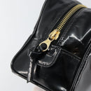 CHANEL COCO Mark Vanity Cosmetic Pouch Patent leather Black Gold CC Auth 144394-8