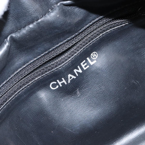 CHANEL COCO Mark Vanity Cosmetic Pouch Patent leather Black Gold CC Auth 144394