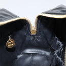 CHANEL COCO Mark Vanity Cosmetic Pouch Patent leather Black Gold CC Auth 144394-17