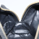 CHANEL COCO Mark Vanity Cosmetic Pouch Patent leather Black Gold CC Auth 144394-18