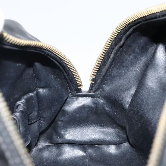 CHANEL COCO Mark Vanity Cosmetic Pouch Patent leather Black Gold CC Auth 144394