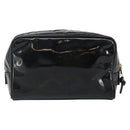 CHANEL COCO Mark Vanity Cosmetic Pouch Patent leather Black Gold CC Auth 144394-2