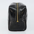 CHANEL COCO Mark Vanity Cosmetic Pouch Patent leather Black Gold CC Auth 144394-3