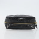 CHANEL COCO Mark Vanity Cosmetic Pouch Patent leather Black Gold CC Auth 144394-5