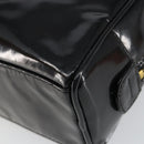 CHANEL COCO Mark Vanity Cosmetic Pouch Patent leather Black Gold CC Auth 144394-7
