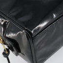 CHANEL COCO Mark Vanity Cosmetic Pouch Patent leather Black Gold CC Auth 144394-14