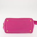 PRADA Canapa PM Hand Bag Canvas 2way Pink Gold Auth 144395-11
