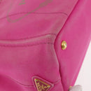 PRADA Canapa PM Hand Bag Canvas 2way Pink Gold Auth 144395-12