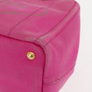 PRADA Canapa PM Hand Bag Canvas 2way Pink Gold Auth 144395-13