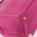PRADA Canapa PM Hand Bag Canvas 2way Pink Gold Auth 144395-14