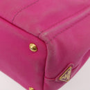 PRADA Canapa PM Hand Bag Canvas 2way Pink Gold Auth 144395-15
