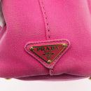 PRADA Canapa PM Hand Bag Canvas 2way Pink Gold Auth 144395-16