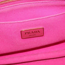 PRADA Canapa PM Hand Bag Canvas 2way Pink Gold Auth 144395-17