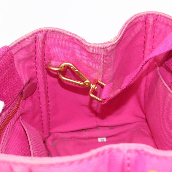 PRADA Canapa PM Hand Bag Canvas 2way Pink Gold Auth 144395
