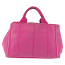 PRADA Canapa PM Hand Bag Canvas 2way Pink Gold Auth 144395-3
