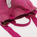 PRADA Canapa PM Hand Bag Canvas 2way Pink Gold Auth 144395-6