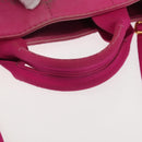 PRADA Canapa PM Hand Bag Canvas 2way Pink Gold Auth 144395-7