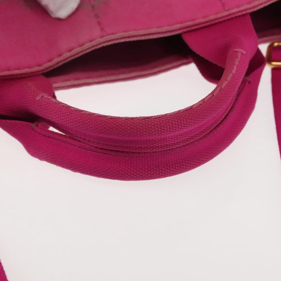 PRADA Canapa PM Hand Bag Canvas 2way Pink Gold Auth 144395