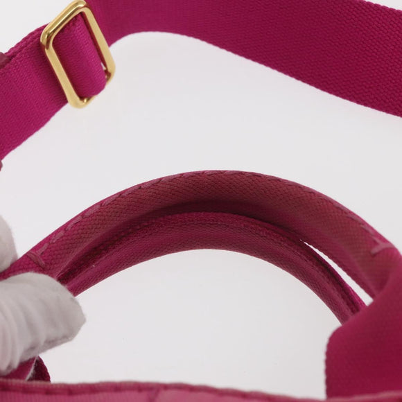 PRADA Canapa PM Hand Bag Canvas 2way Pink Gold Auth 144395