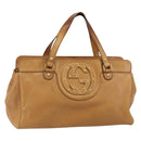 GUCCI Hand Bag Leather Beige Gold 121551 Auth 144406-1