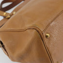 GUCCI Hand Bag Leather Beige Gold 121551 Auth 144406-16