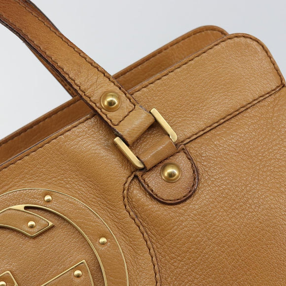 GUCCI Hand Bag Leather Beige Gold 121551 Auth 144406