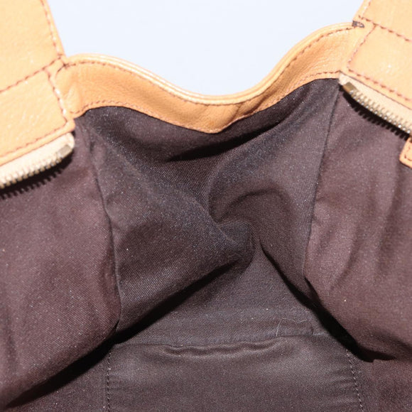 GUCCI Hand Bag Leather Beige Gold 121551 Auth 144406