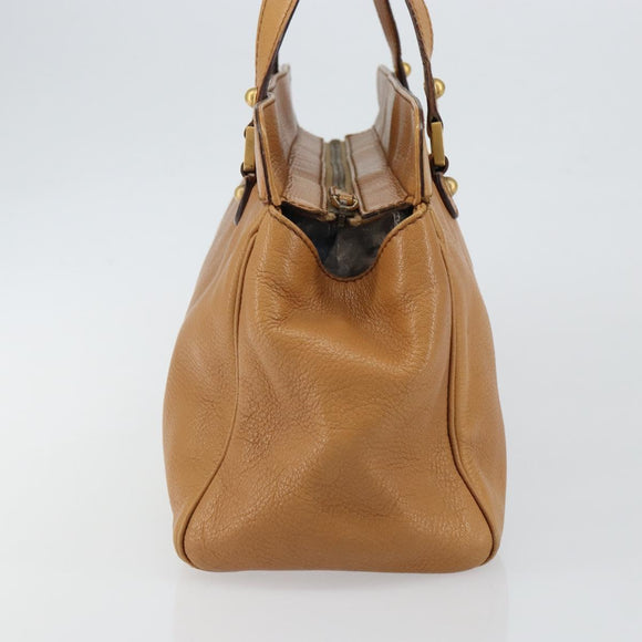 GUCCI Hand Bag Leather Beige Gold 121551 Auth 144406