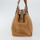 GUCCI Hand Bag Leather Beige Gold 121551 Auth 144406-4