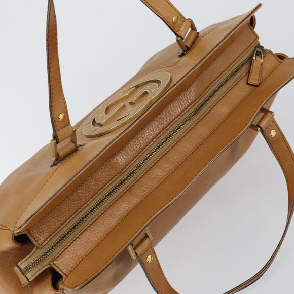 GUCCI Hand Bag Leather Beige Gold 121551 Auth 144406