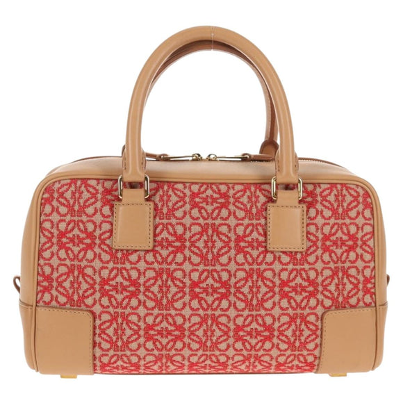 LOEWE Amazonas 23 Hand Bag Canvas Leather Beige Gold Auth 144410M