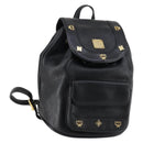 MCM Studs Backpack Leather Black Gold Auth 144411-1