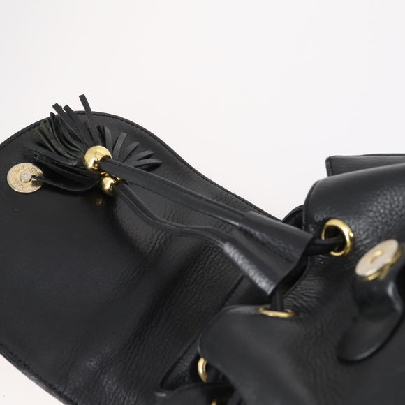 MCM Studs Backpack Leather Black Gold Auth 144411