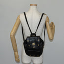 MCM Studs Backpack Leather Black Gold Auth 144411-26