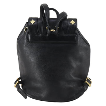 MCM Studs Backpack Leather Black Gold Auth 144411 - 0