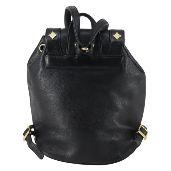 MCM Studs Backpack Leather Black Gold Auth 144411
