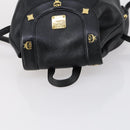 MCM Studs Backpack Leather Black Gold Auth 144411-6