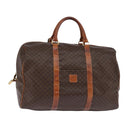 CELINE Macadam Canvas Boston Bag PVC Leather Brown Gold Auth 144413-1
