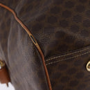 CELINE Macadam Canvas Boston Bag PVC Leather Brown Gold Auth 144413-9