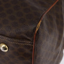 CELINE Macadam Canvas Boston Bag PVC Leather Brown Gold Auth 144413-14