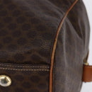 CELINE Macadam Canvas Boston Bag PVC Leather Brown Gold Auth 144413-16