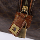 CELINE Macadam Canvas Boston Bag PVC Leather Brown Gold Auth 144413-10