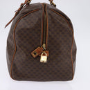 CELINE Macadam Canvas Boston Bag PVC Leather Brown Gold Auth 144413-3