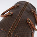 CELINE Macadam Canvas Boston Bag PVC Leather Brown Gold Auth 144413-6