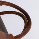 CELINE Macadam Canvas Boston Bag PVC Leather Brown Gold Auth 144413-8