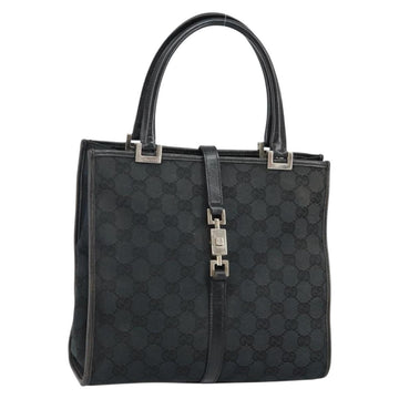 GUCCI GG Canvas Jackie Hand Bag Black Silver 002 1065 Auth 144418