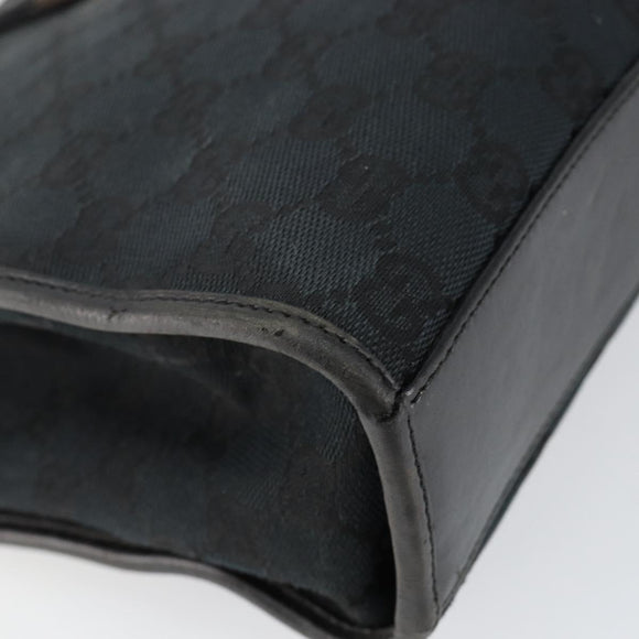 GUCCI GG Canvas Jackie Hand Bag Black Silver 002 1065 Auth 144418