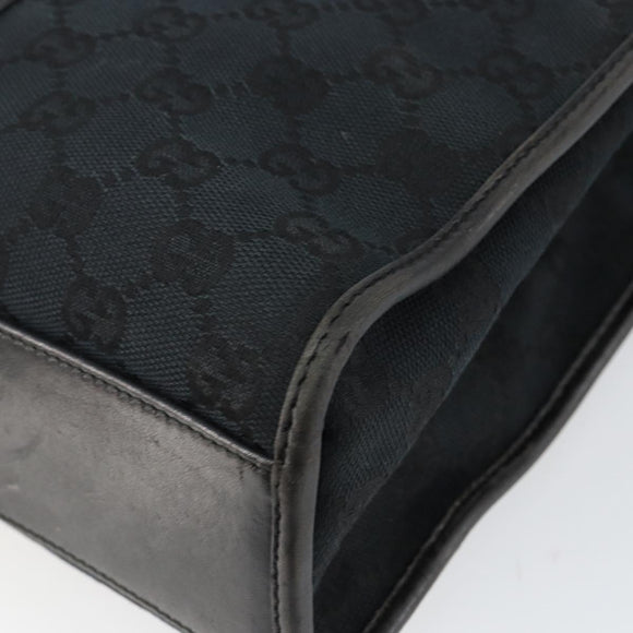 GUCCI GG Canvas Jackie Hand Bag Black Silver 002 1065 Auth 144418