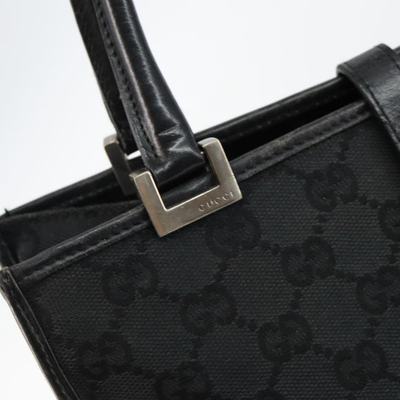 GUCCI GG Canvas Jackie Hand Bag Black Silver 002 1065 Auth 144418