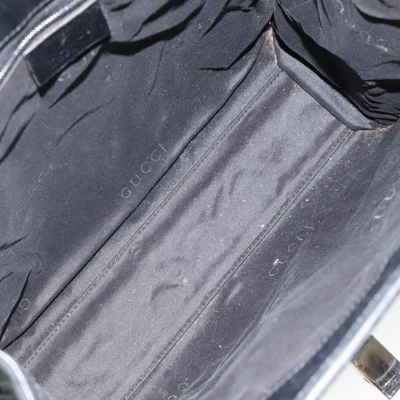 GUCCI GG Canvas Jackie Hand Bag Black Silver 002 1065 Auth 144418